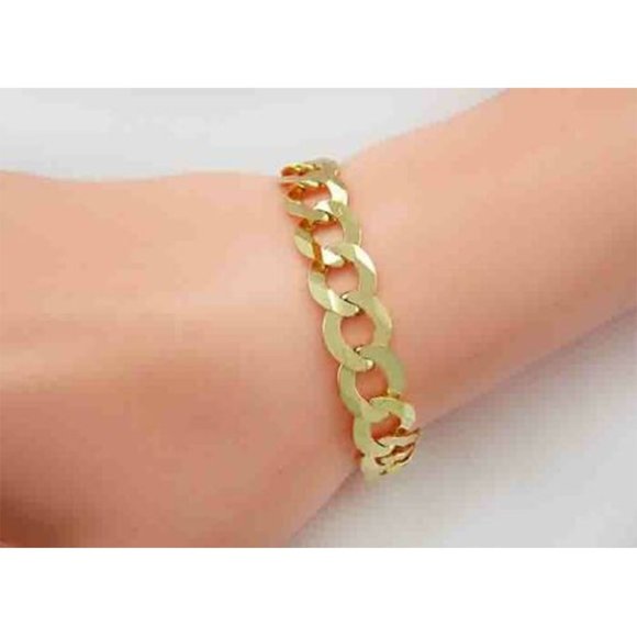 Curb Chain Bracelet 10 Mm For Men Solid 10k Gold